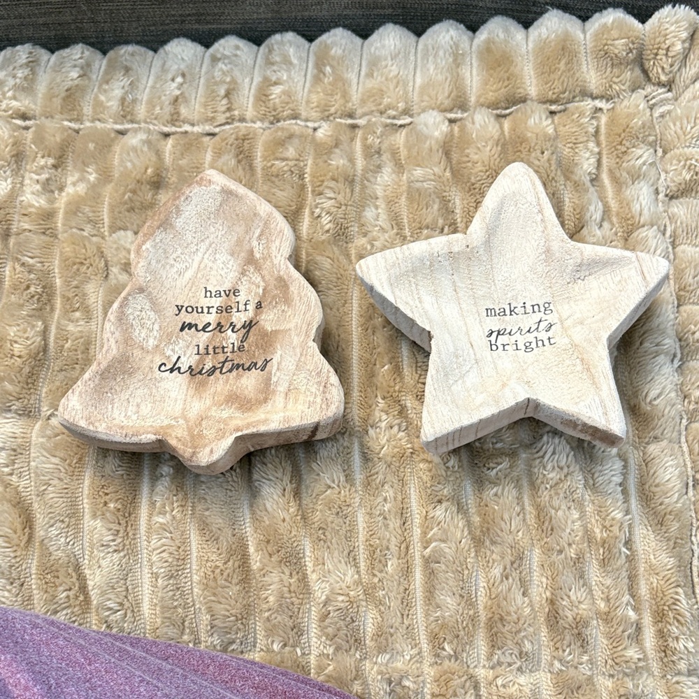 Mud Pie Natural Wood Holiday Tree and Star Set